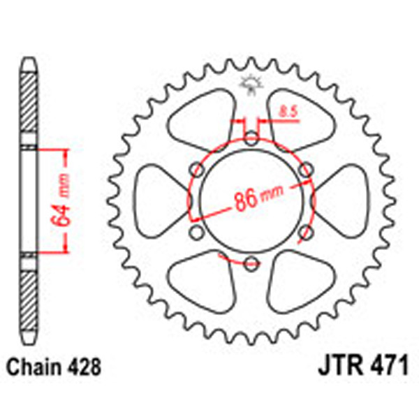 JT JT Rear Sprockets R/W 471-50T KAW